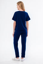 Kadın Basic Yazlık Kısa Kollu Pijama Takımı Oversize - Lacivert - 3