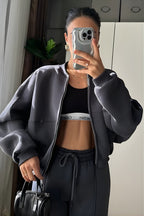 Kadin Casual Bomber Takim - Füme - 3
