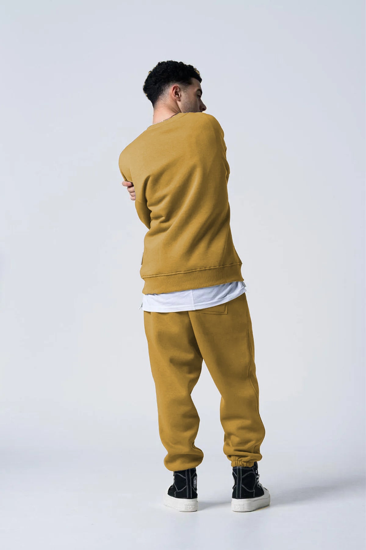 Basic Erkek Bisiklet Yaka Sweat Ve Eşofman Takım - Vizon - 4