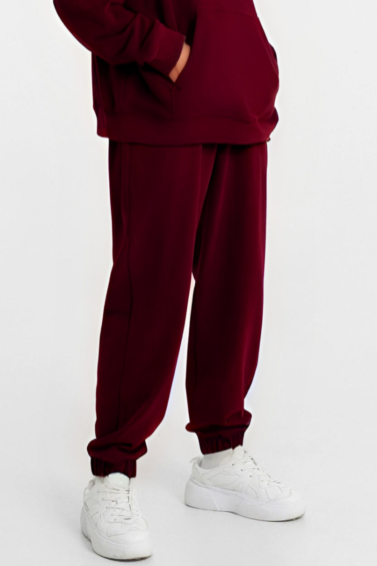 Kadın Basic Model Baskısız Günlük Eşofman Altı - Bordo - 1