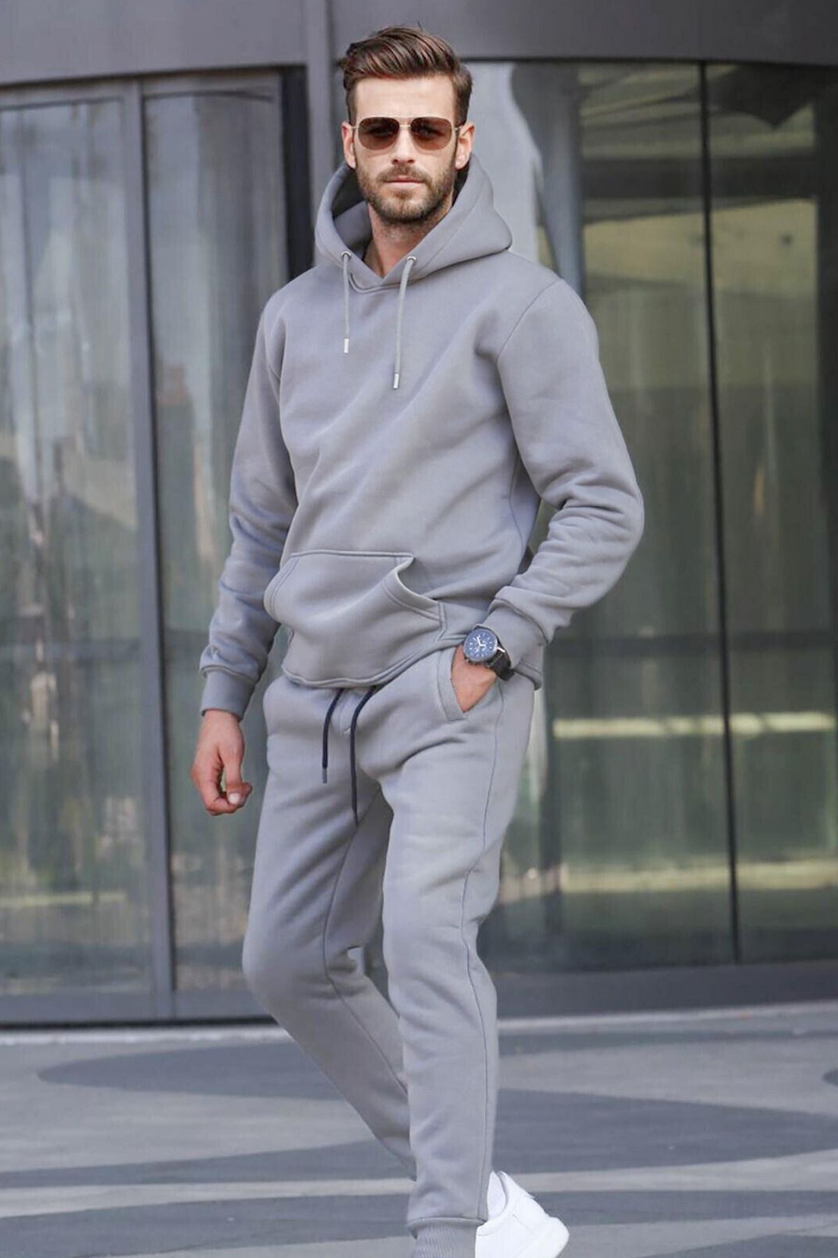 Erkek Oversi̇ze Kalin Kişlik Eşfoman Takimi - GRAY - 1