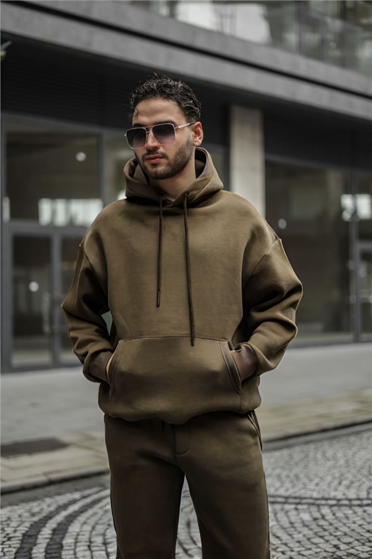 Baybayan Özel Seri̇ Kapşonlu Hoodi̇e Streetwear Sweatshi̇rt - Haki - 1