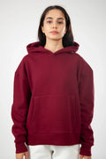 Oversize Hoodie Okul Sweatshirt - Bordo - 1
