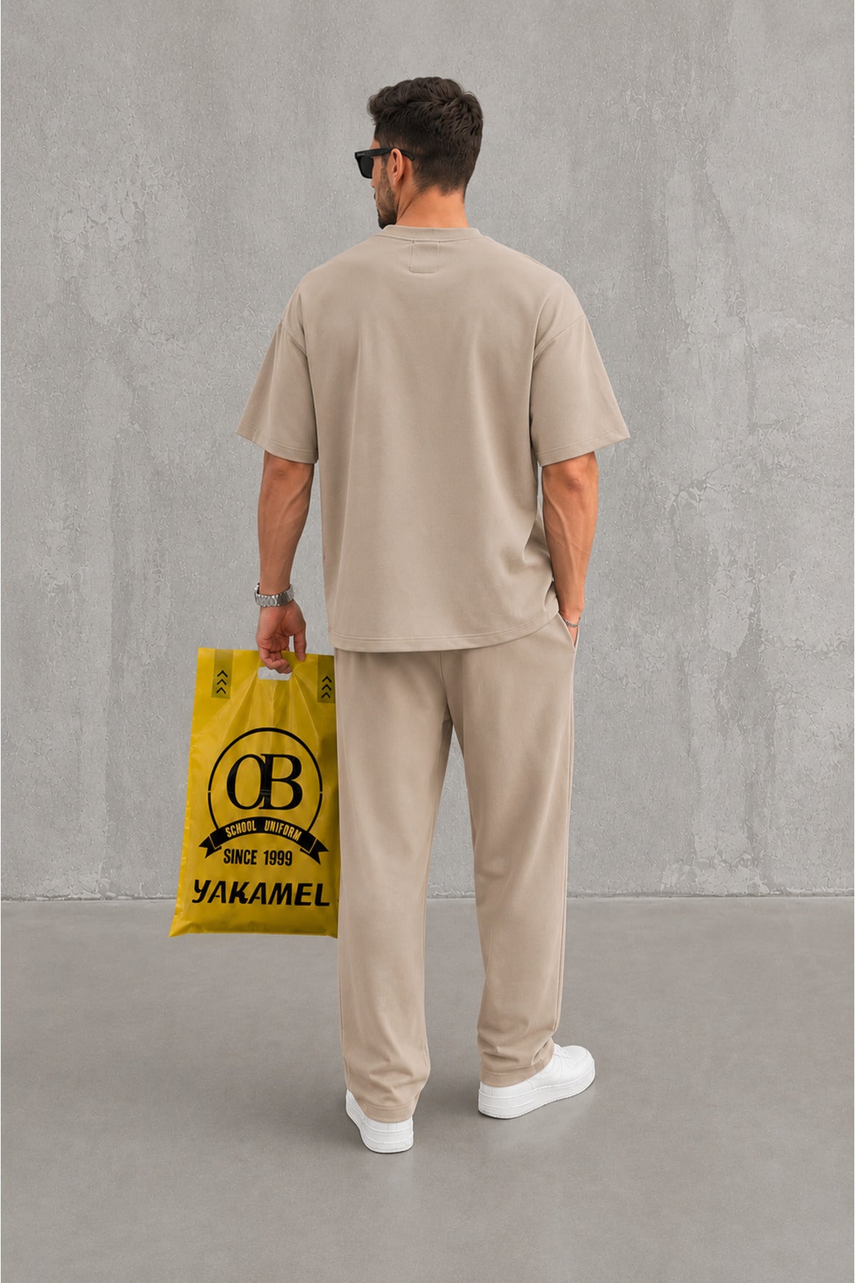 Oversize Salaş Kesim Premium Takım Kombin Rahat Kalıp Unisex İ̇kili Takım - Bej - 3