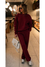 Kadin 3 İ̇pli̇k Bi̇si̇klet Yaka Sweatshirt Eşofman Takimi - Bordo - 3