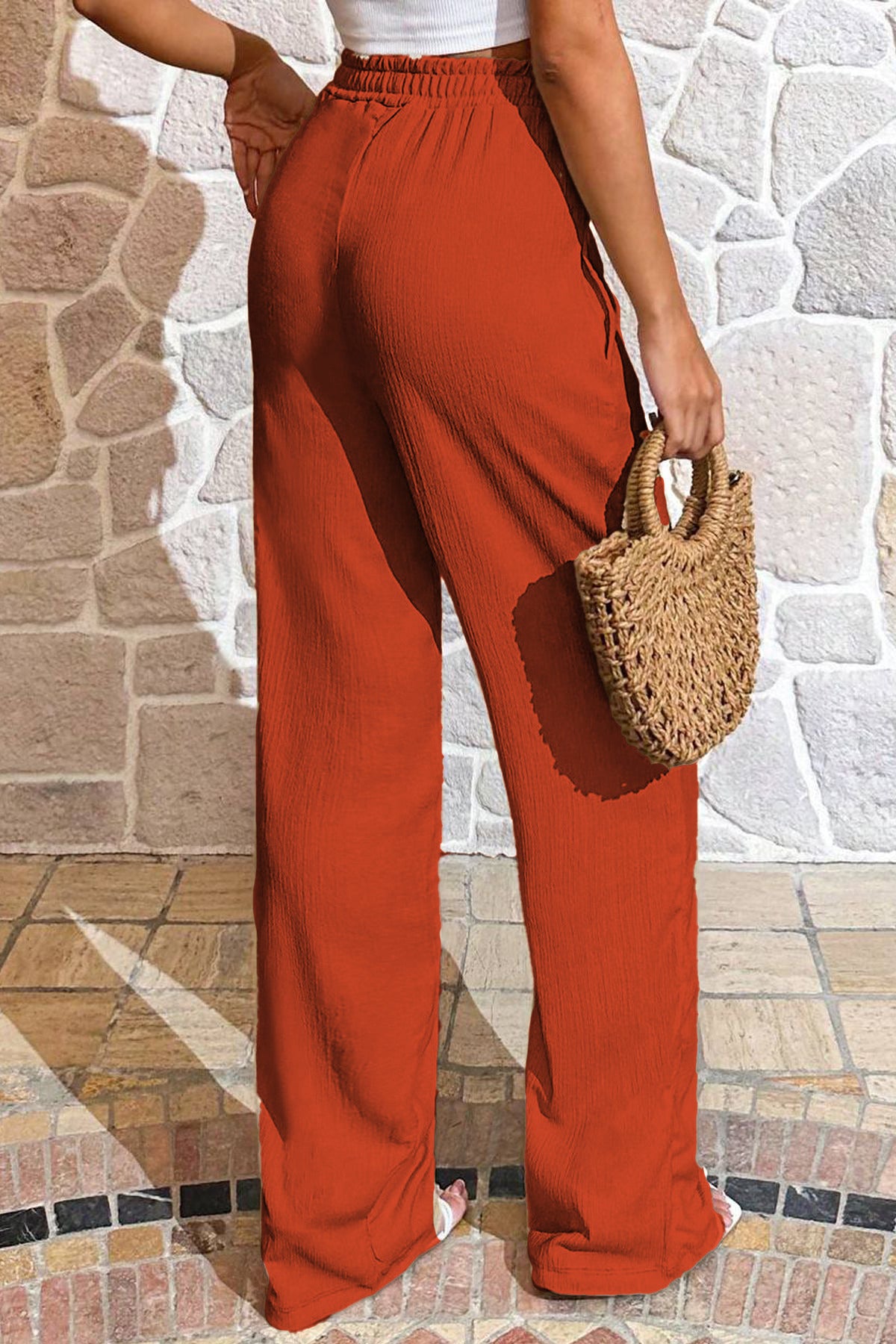 Kadın Basic Premium Model Bürümcük Palazzo Alt - Kiremit - 3