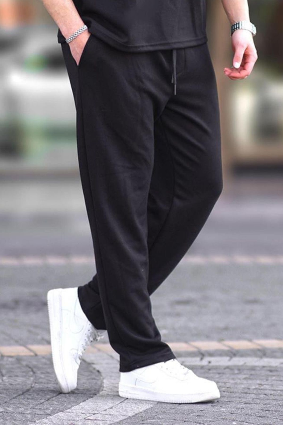 Erkek Relaxed Rahat Beli Lastikli Pijama Altı - Siyah - 2