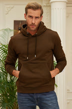 Erkek Kapşonlu Kanguru Cep Basic Sweatshirt - Kahverengi - 2