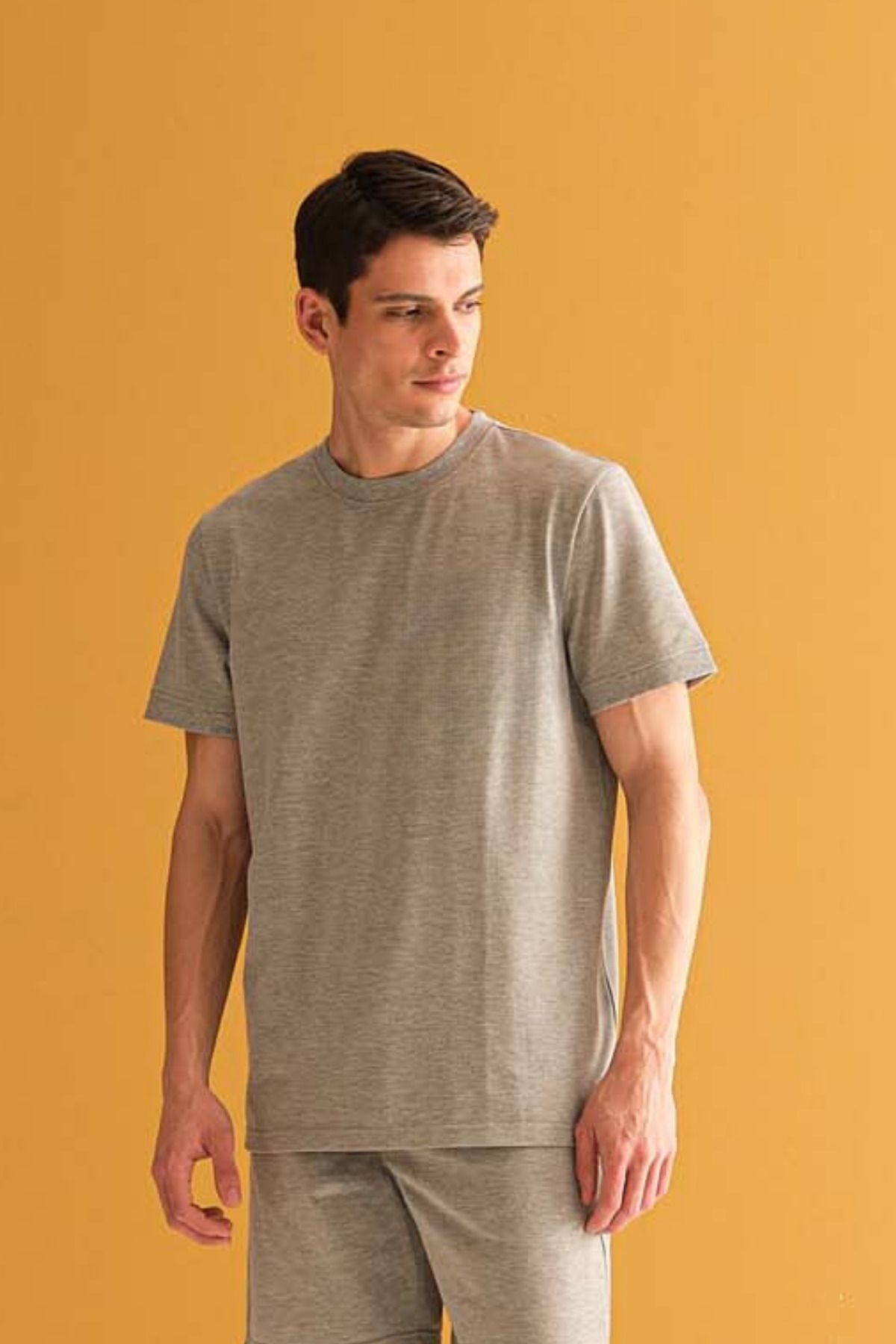 Erkek Oversize Comfort Kısa Kollu T-shirt - Gri - 3