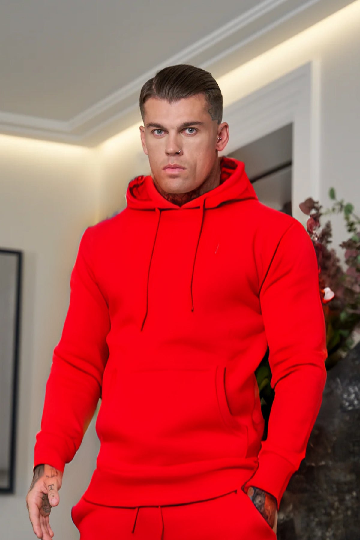 Erkek Esnek Kaliteli Spor Model Sweatshirt - Kırmızı - 1