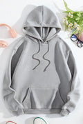 Regular Kalıp Şardonlu Kanguru Cep 3 İ̇plik Oversize Okul Sweatshirt - Gri - 1