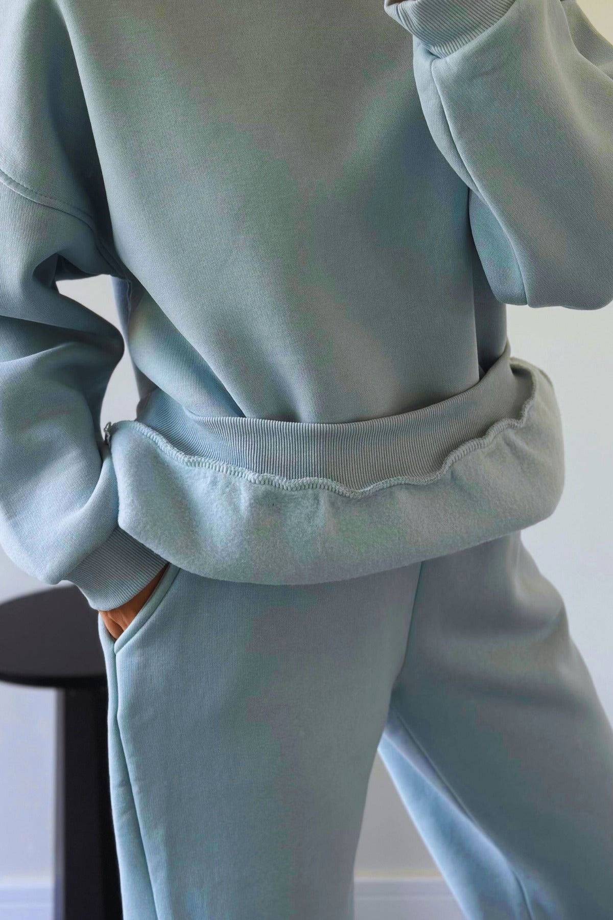 Kadın Bisiklet Yaka Şık Premium Model Basic Eşofman Takımı - Bebe Mavisi - 4