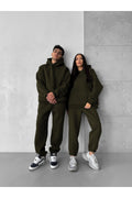Unisex Oversi̇ze Çi̇ftleri̇n Kullanimina Uygun Eşofman Takimi ( Ürün 1 Takim) - Haki - 1