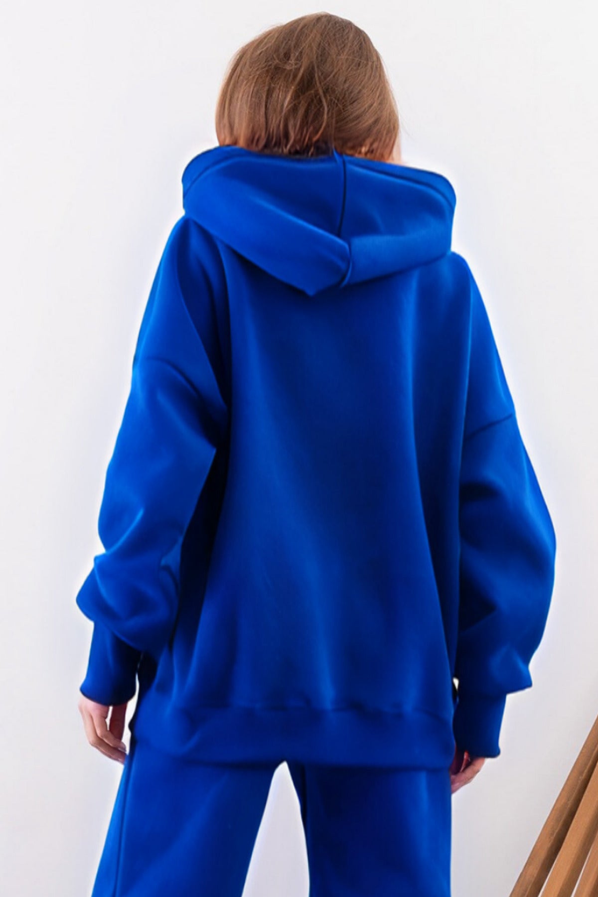 Kadın Esnek Rahat Kalıp Basic Model Sweatshirt - Saks Mavisi - 4