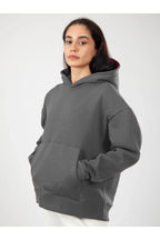 Oversize Hoodie Okul Sweatshirt - Füme - 2
