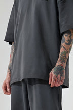 Erkek Oversize Penye T-shirt - Füme - 2