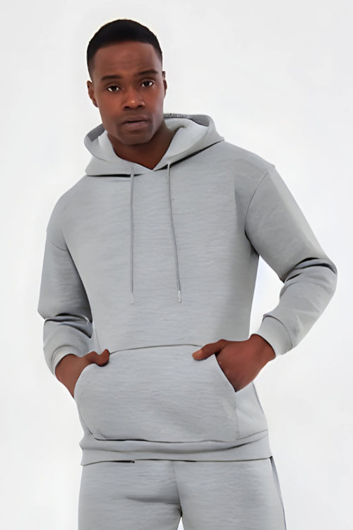 3iplik Bisiklet Yaka Kalın Sweatshirt Pamuklu - Gri - 1
