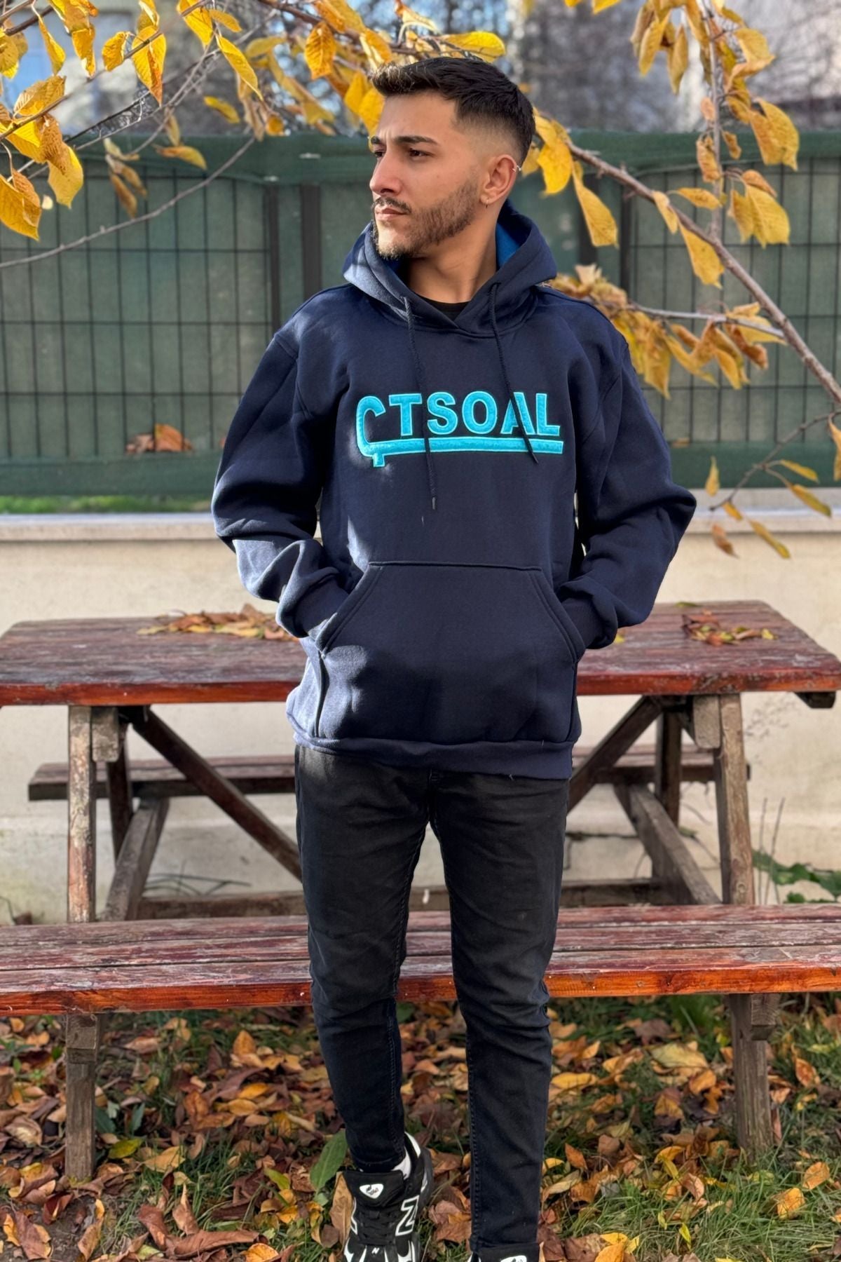 Erkek Kapşonlu Nakişli Oversi̇ze Kolej Sweatshi̇rt - ÇTSO - 1