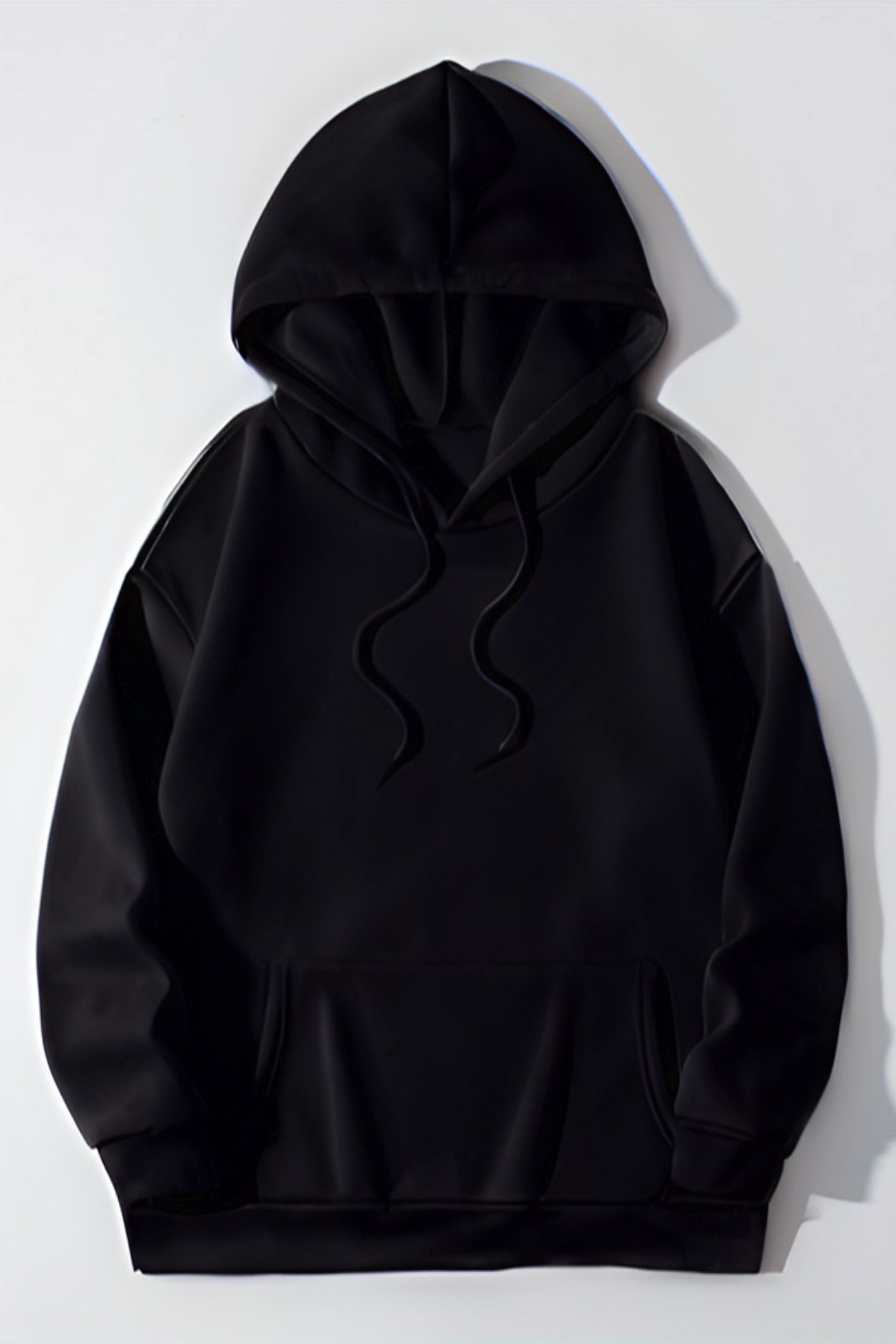 3 İ̇plik Düz Baskısız Bol Kesim Şardonlu Mevsimlik Okul Sweatshirt - Siyah - 1