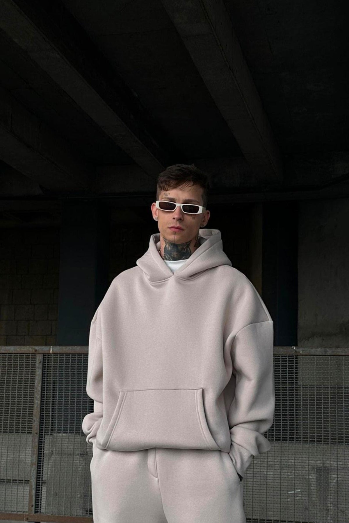 Unisex Krem Şardonlu Eşofman Takımı - Bej - 6