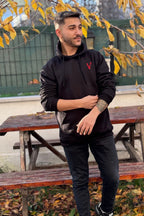 Erkek Kapşonlu Nakişli Oversi̇ze Kolej Sweatshi̇rt - V - 4