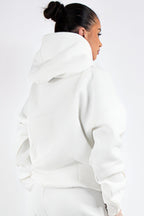 Kapuşonlu 3 İplik Sweatshirt - Beyaz - 2