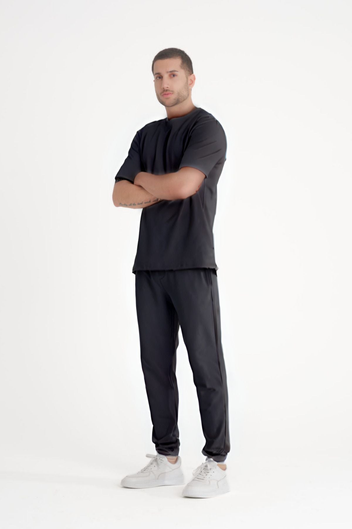 Erkek Penye Comfort Kısa Kollu Pijama Takımı - Antasit Melanj - 1