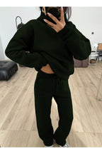 Kadın Boyfriend 3 İplik Şardonlu Bol Paça Oversize Casual Takım - Siyah - 3