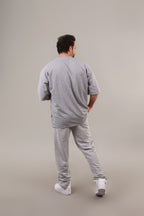 Erkek Kısa Kollu Pijama Takımı Bisiklet Yaka Reşme Salaş - Gri - 4