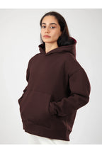 Oversize Hoodie Okul Sweatshirt - Kahverengi - 2