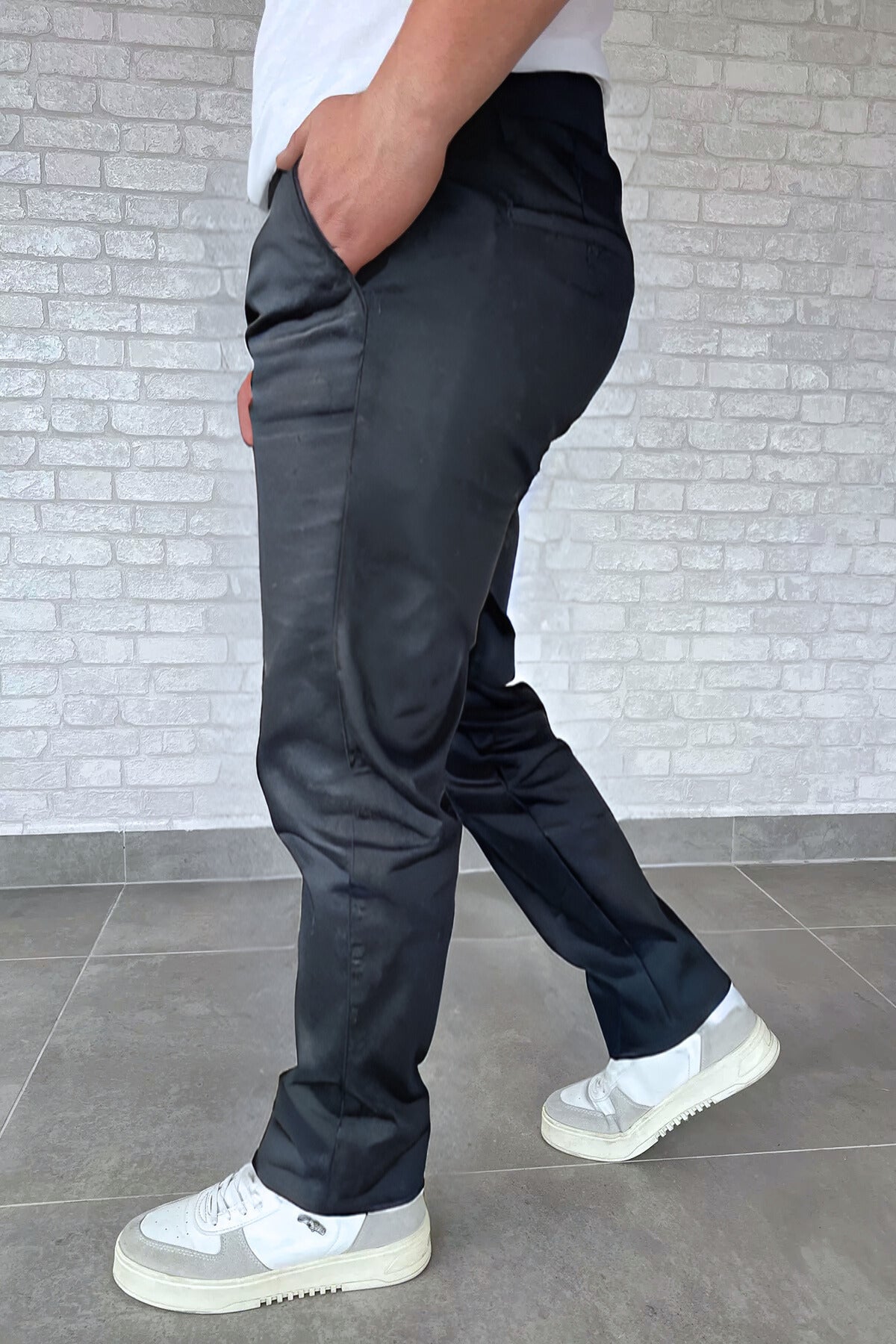 Erkek Likralı Rahat Kalıp Kumaş Okul Pantolonu - Füme - 2