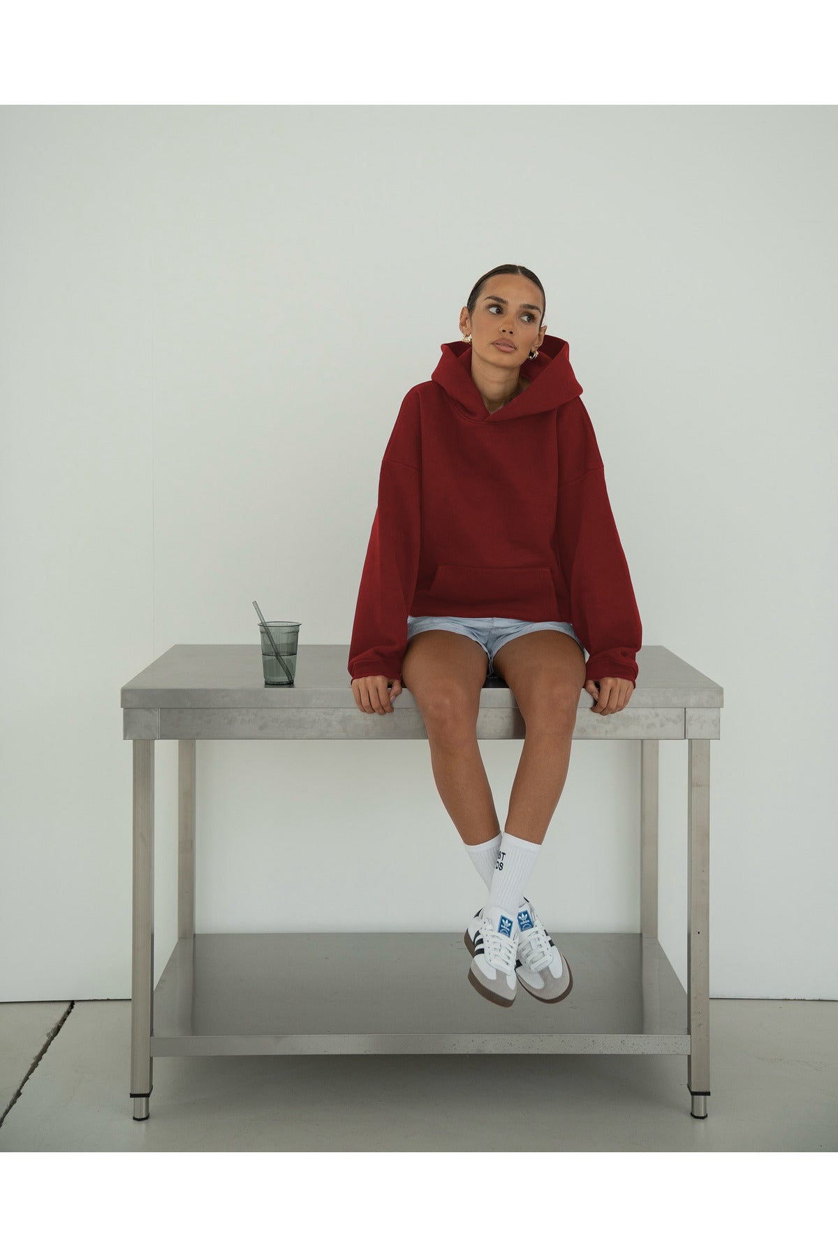 Basic Baskısız Düz Okul Sweatshirt - Kırmızı - 4
