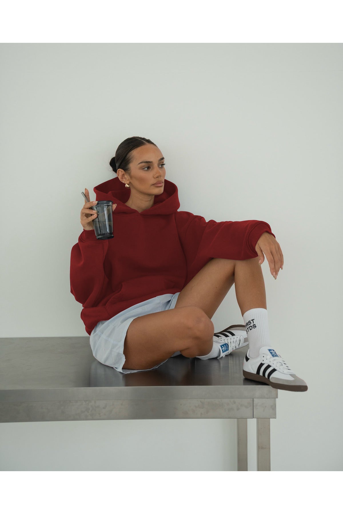Basic Baskısız Düz Okul Sweatshirt - Kırmızı - 3