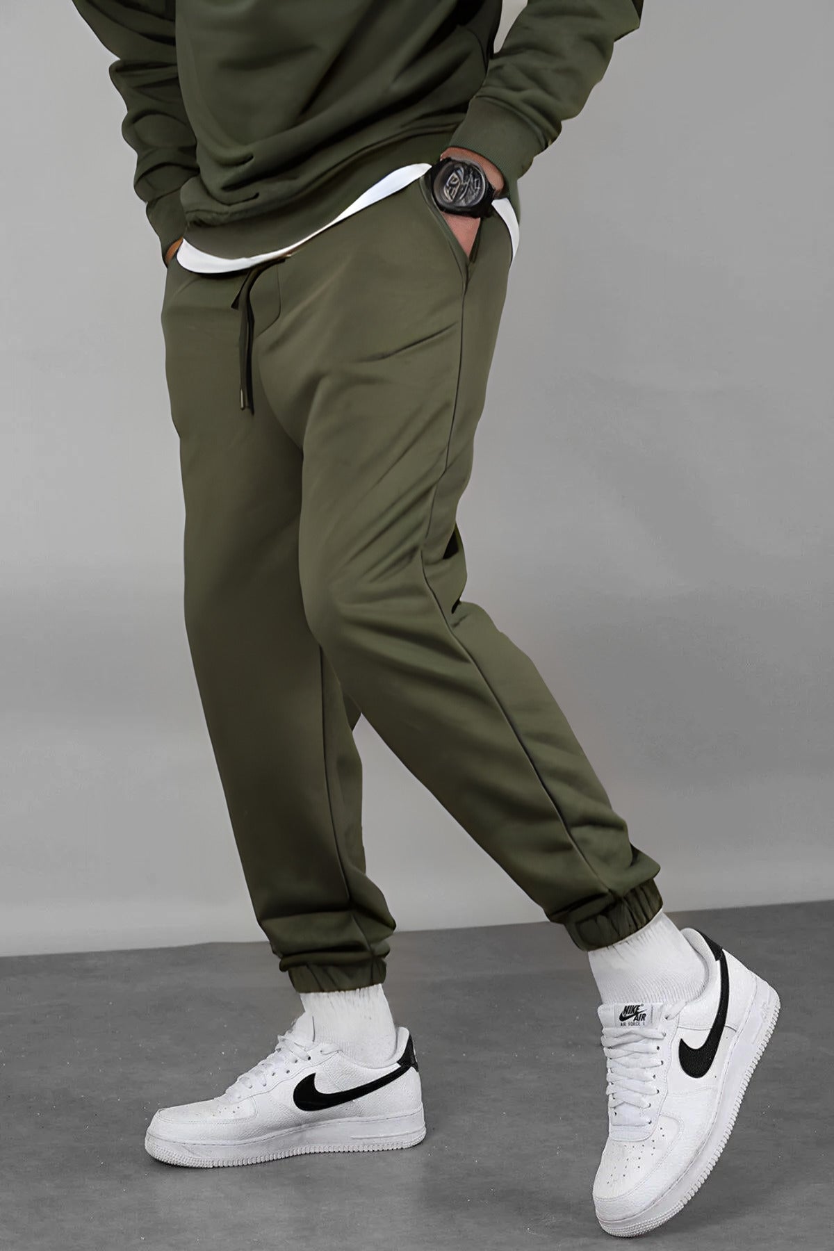 Haki Erkek Basic Regular Fit Erkek Eşofman Altı - Haki - 2