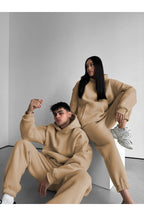 Unisex Oversi̇ze Çi̇ftleri̇n Kullanimina Uygun Eşofman Takimi ( Ürün 1 Takim) - Bej - 1