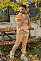 Efsane Oversize 3iplik Kalın Eşofman Takımı Unisex - Vizon - 2