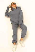 Kadin 3 İ̇pli̇k İ̇çi̇ Pamuklu Kalin Jogger Eşofman Takimi - Gri - 3