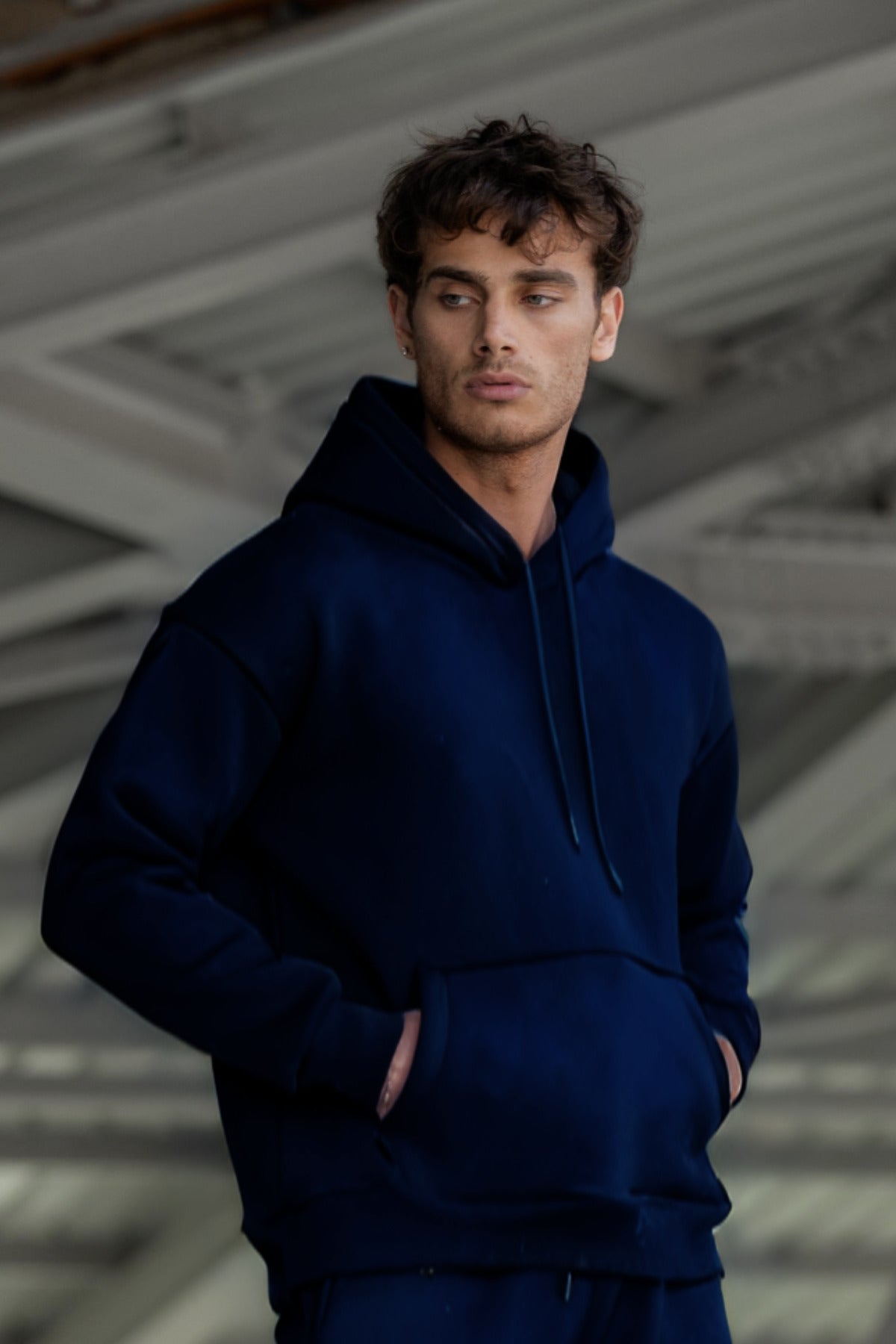 Erkek Ribanalı Bisiklet Yaka Sweatshirt 3 İplik - Lacivert - 3