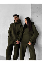 Unisex Oversi̇ze Çi̇ftleri̇n Kullanimina Uygun Eşofman Takimi ( Ürün 1 Takim) - Haki - 3