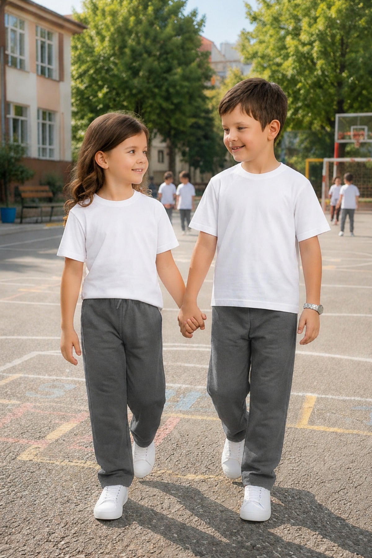Unisex Kiz Erkek Çocuk Li̇krali Eşofman Bel Rahat Kalip Beli̇ Bağlamali Cepli̇ Mevsi̇mli̇k Bebe-garson Okula Dönüş Pantolonu (tekli̇) - Füme - 1