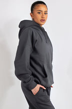 Kapuşonlu 3 İplik Sweatshirt - Füme - 2