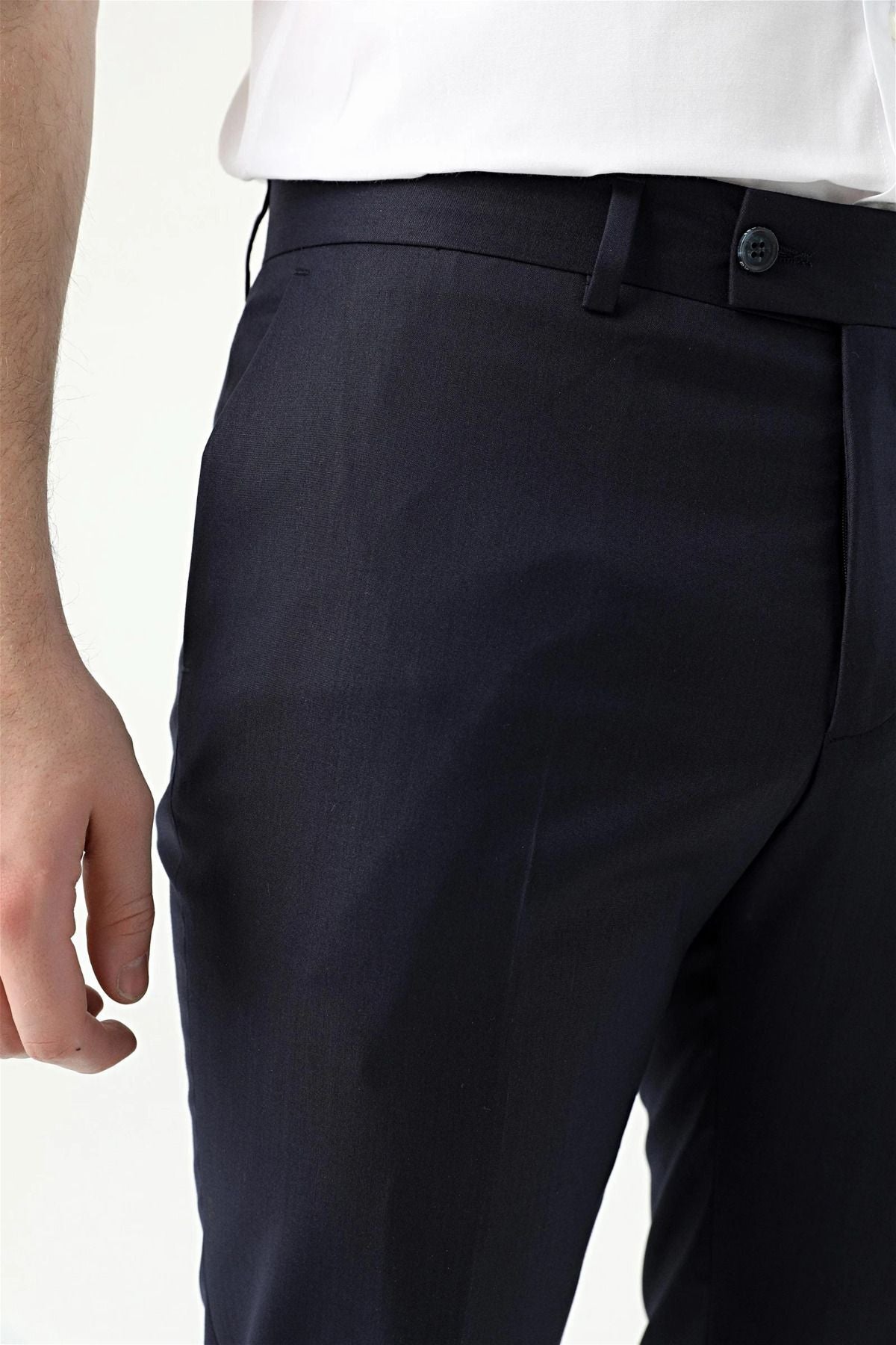 Erkek Okul Pantolonu Rahat Dokuma Lise Boy Kumaş Pantolon - Lacivert - 3