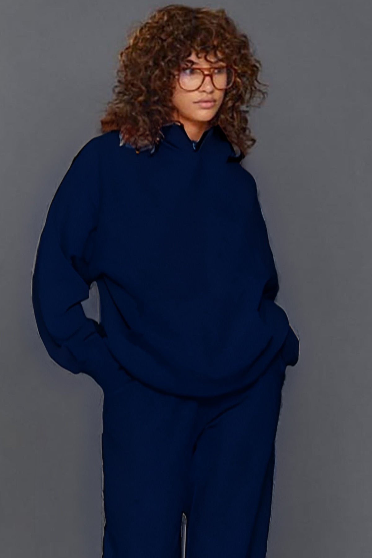 Kadın Spor Ve Günlük Mevsimlik Trend Model Sweatshirt - Lacivert - 1