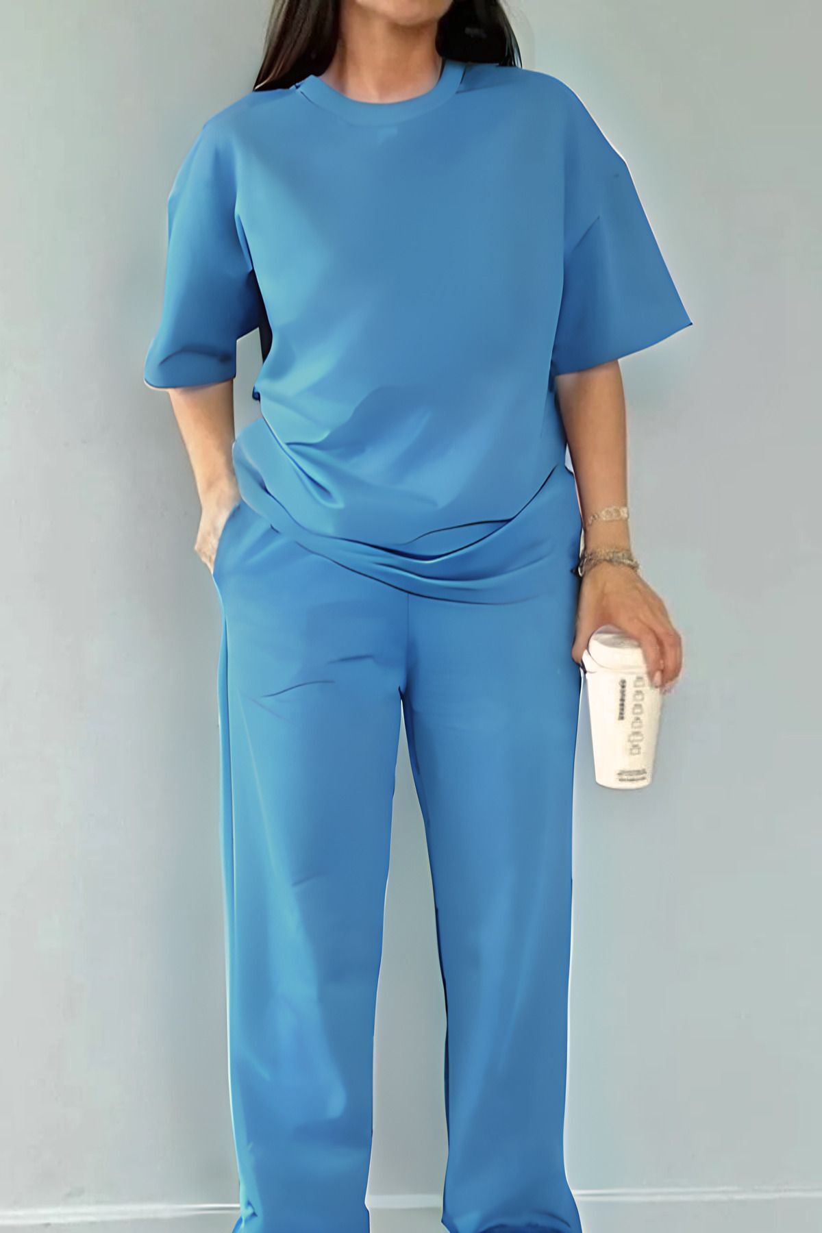 Kadın Bebe Mavi̇ Rahat Penye Pijama Takımı - BEBE MAVİ - 1