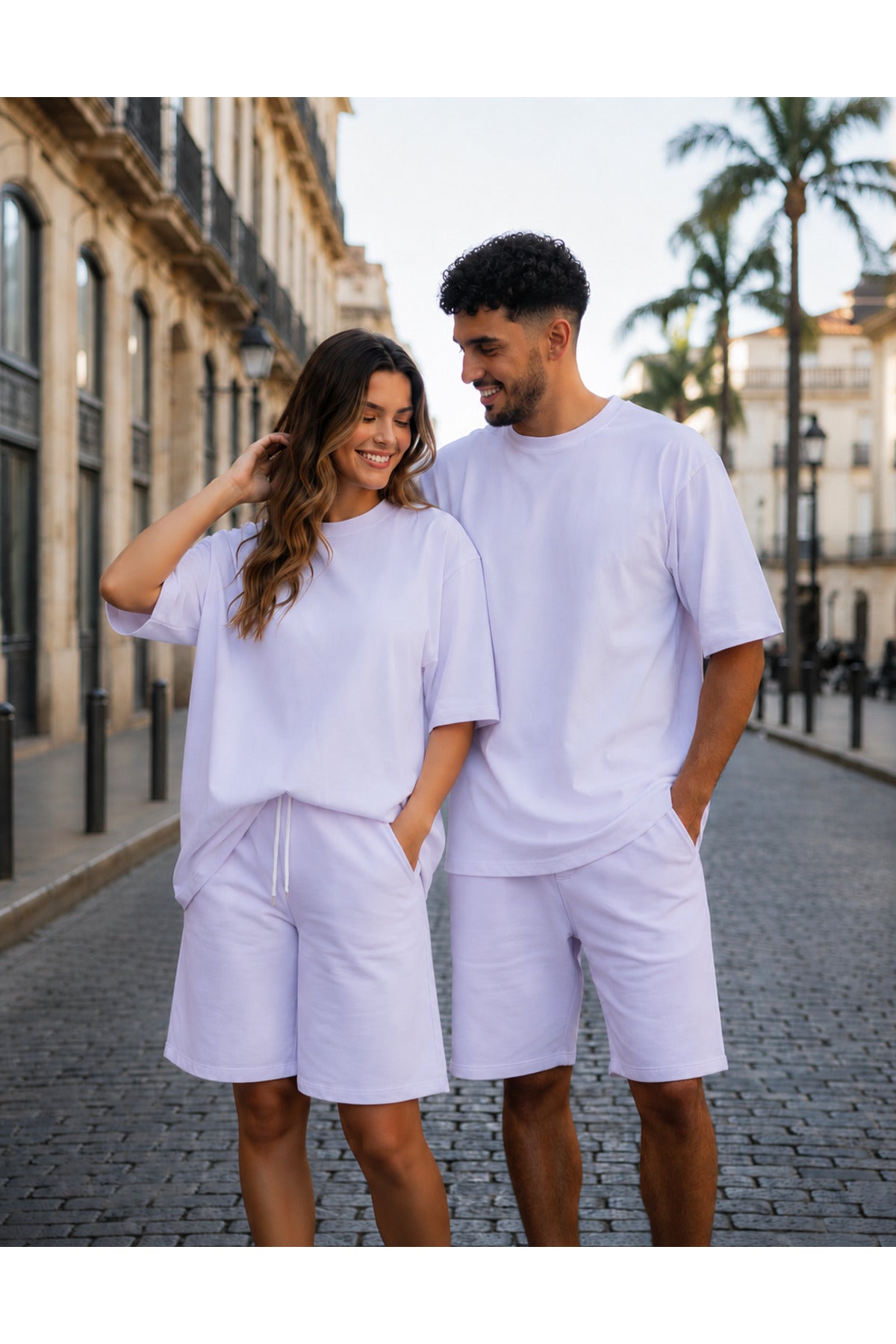 Unisex Kadin Erkek Çi̇ft Kullanimina Uygun Kisa Kollu Oversi̇ze Şortlu Takim (tek Adet) - Lila - 1