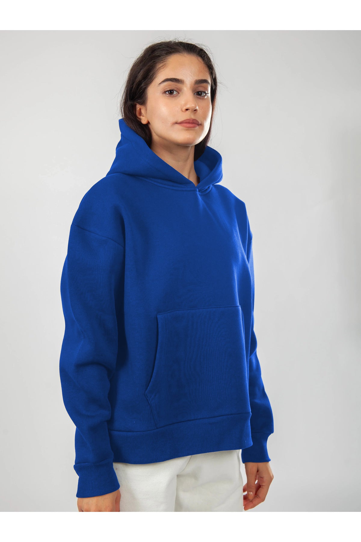 Oversize Hoodie Okul Sweatshirt - Saks Mavisi - 2