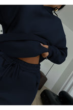 Kadın Boyfriend 3 İplik Şardonlu Bol Paça Oversize Casual Takım - Lacivert - 4