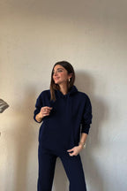 Kadin 3 İ̇pli̇k Şardonlu Sweatshi̇rt Eşofman Takimi - Lacivert - 2