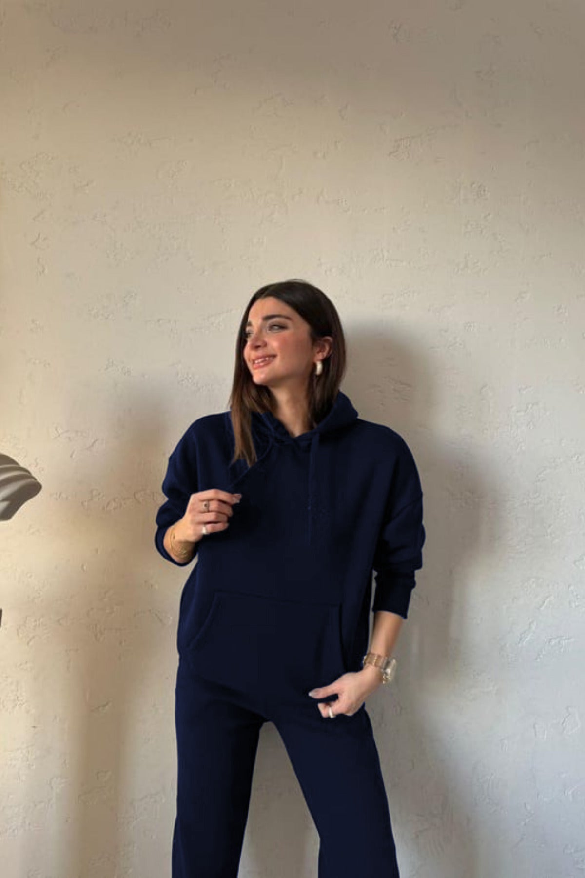 Kadin 3 İ̇pli̇k Şardonlu Sweatshi̇rt Eşofman Takimi - Lacivert - 2