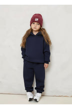 Çocuk Unisex 3 İ̇pli̇k Şardonlu Kalin Rahat Kesi̇m Eşofman Takimi - Lacivert - 1